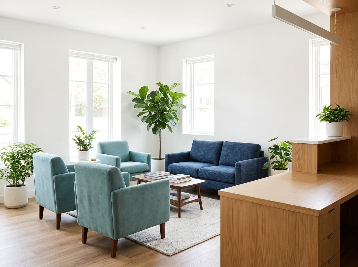Welcoming reception lounge — Frontenac at Simply Health Integrated Medical in St. Louis