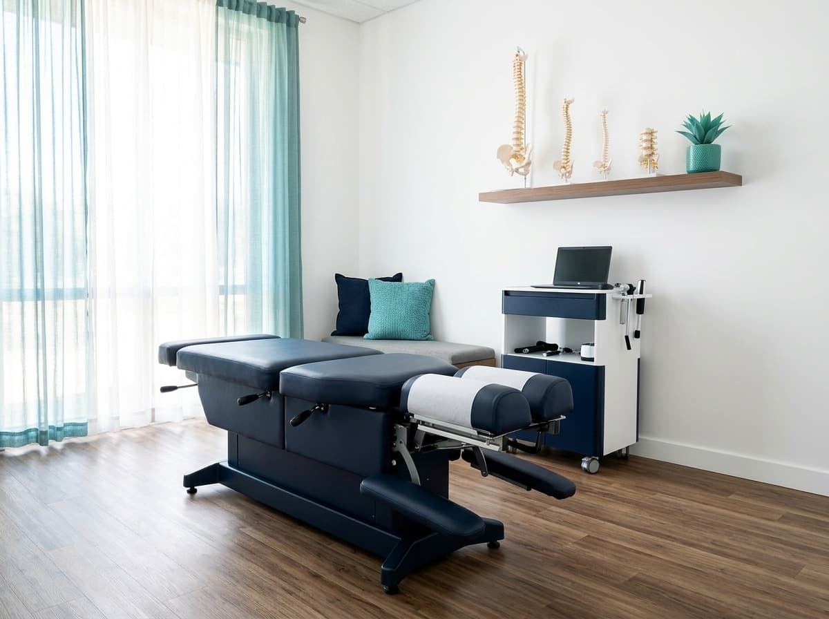 Adjustment room with spinal models — NUCCA chiropractic care at Simply Health Integrated Medical in St. Louis